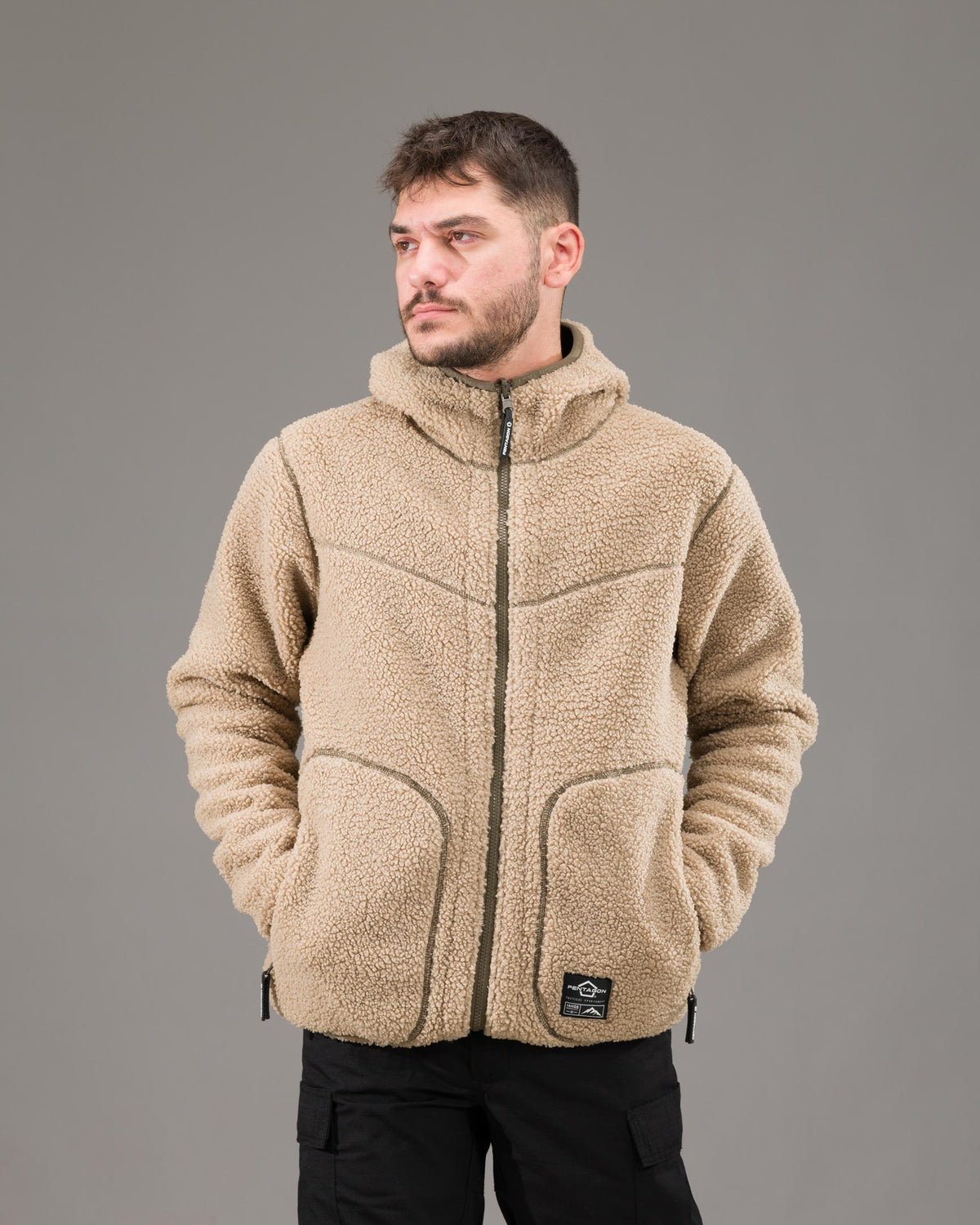 Pentagon Ianos Sherpa men's reversible fleece jacket, black/grey