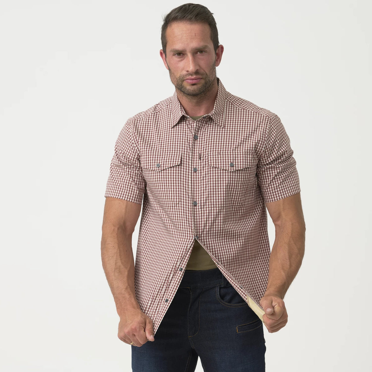 Helikon-Tex Covert Concealed Carry košeľa taktická s krátkym rukávom, károvaná kráľovská modrá – detail 6