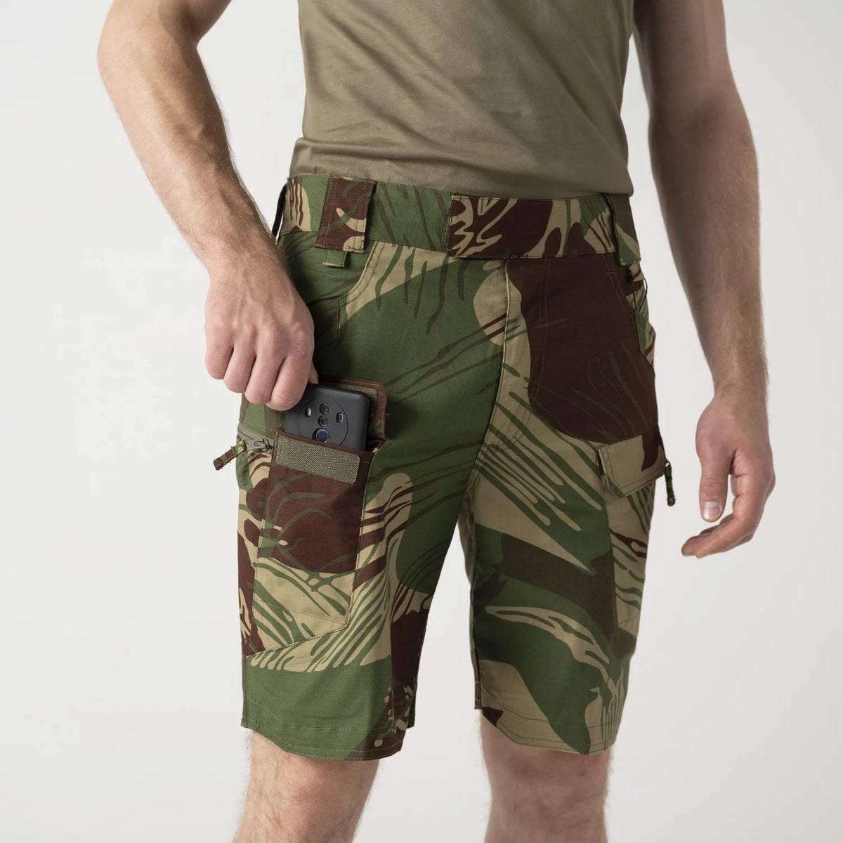 Helikon-Tex UTS krátke nohavice taktické 8.5" PolyCotton Stretch Ripstop, Rhodesian camo – detail 3