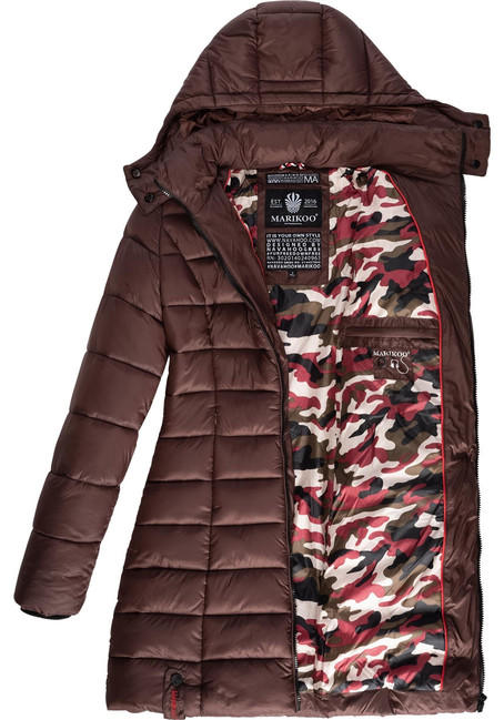 Marikoo ABENDSTERNCHEN women's quilted coat with hood, brown (chocolate)