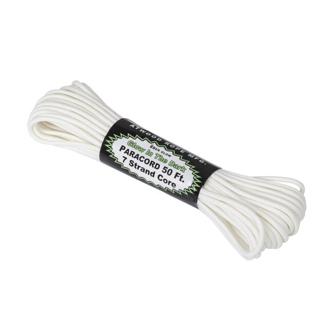 ATWOOD® 550 Paracord svetilno v temi vrvica 30,48 m, bela (GLOW-PC100)