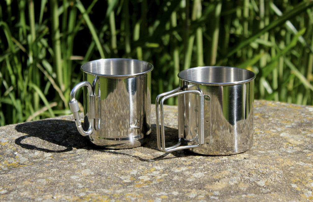 BasicNature Space Safer Mini Stainless Steel Mug 0.35L Folding Handle