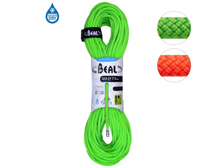 BEAL Gully Unicore plezalno vrv 7,3 mm 2 × 50 m, oranžna/zelena