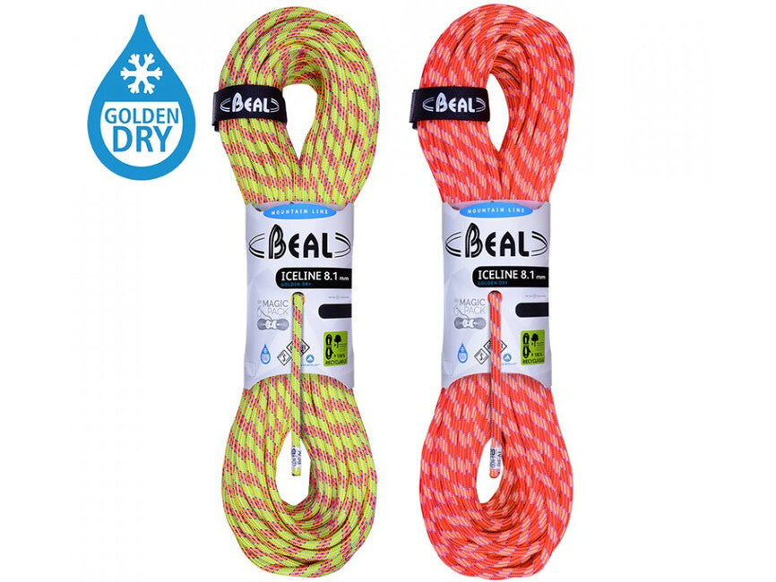 BEAL Ice Line Unicore plezalno vrv 8,1 mm 2 × 60 m, anis / oranžna