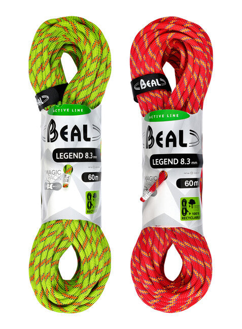 BEAL Legend plezalno vrv 8,3 mm 2 × 60 m, zelena / rožnata