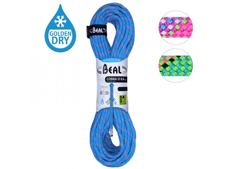 BEAL Cobra Unicore polvirno plezalno vrv za zimsko plezanje v gorah 8,6 mm 2 × 60 m, modra / fuksija