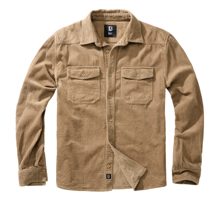 Brandit Corduroy Classic srajca s dolgimi rokavi, svetlo rjava