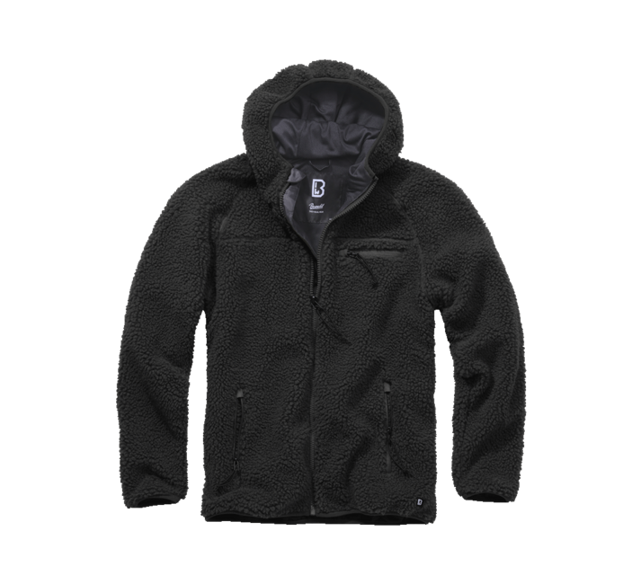 Brandit Teddyfleece Worker softshell jakna flisasta s kapuco, črna