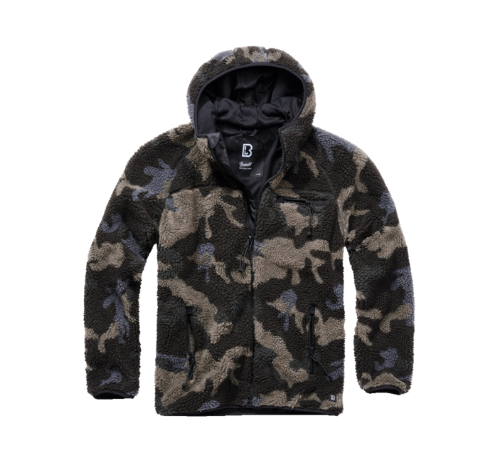 Brandit Worker softshell jakna flisasta s kapuco Teddyfleece, darkcamo