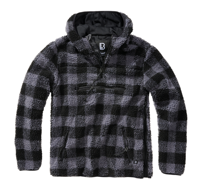 Brandit Teddyfleece Worker flisasti pulover, črna/siva