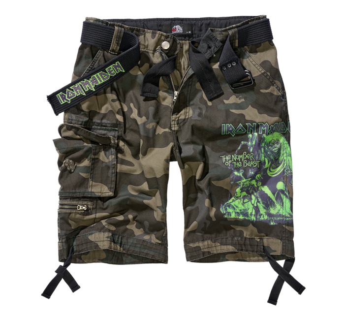 Brandit Iron Maiden The Number of The Beast kratke hlače Savage, darkcamo