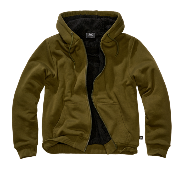 Brandit Sweatjacket pulover moški s toplo podšivko Teddylining, olivno zelen