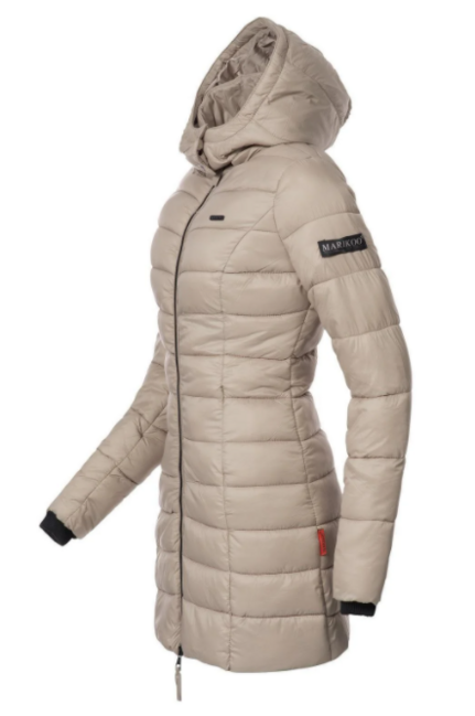 Marikoo ABENDSTERNCHEN women's quilted coat with hood, Taupe