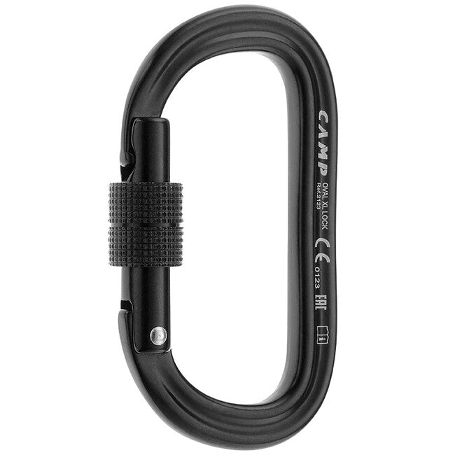 CAMP Oval XL Lock aluminijasta vponka z navojnim zasukom, črna