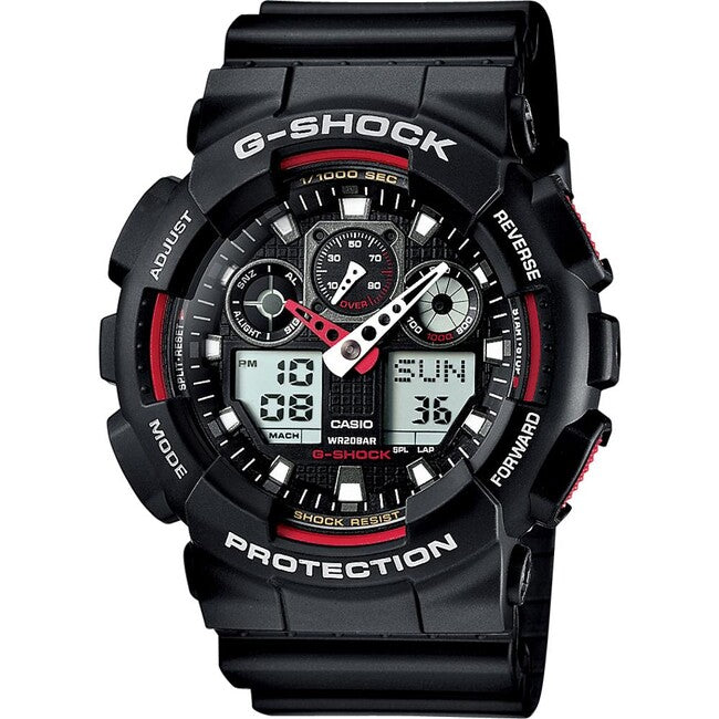 Casio G-Shock GA-100-1A4ER ura, črna/rdeča