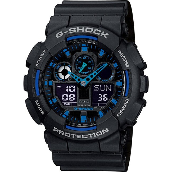 Casio G-Shock GA-100-1A2ER ura, črna/modra