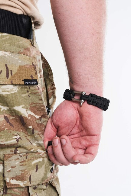 WARAGOD Paracord Bracelet with Metal Clasp, Black