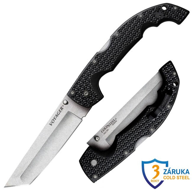 Cold Steel Extra Large Voyager Tanto Folding Knife Plain Edge (AUS10A)