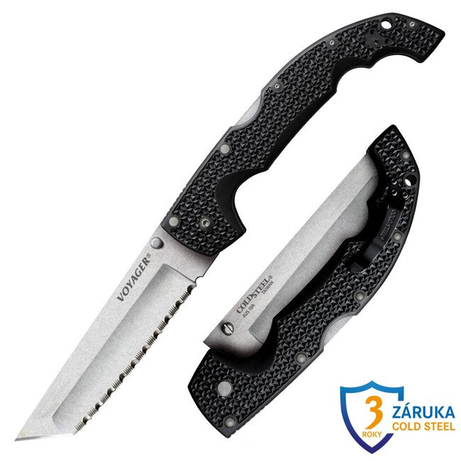 Cold Steel Extra Large Voyager Tanto Serrated Knife, AUS10A