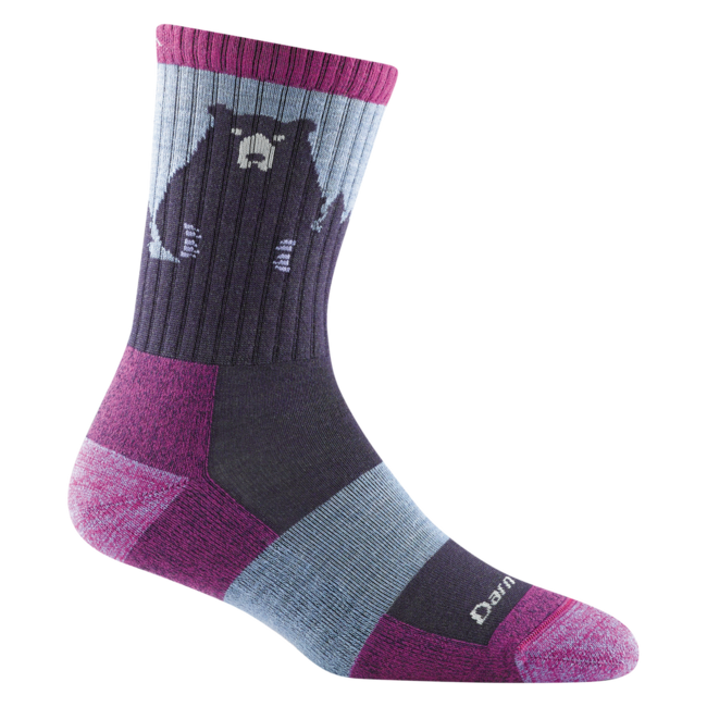 Darn Tough Bear Town Micro Crew nogavice lahke s podlogo, Purple