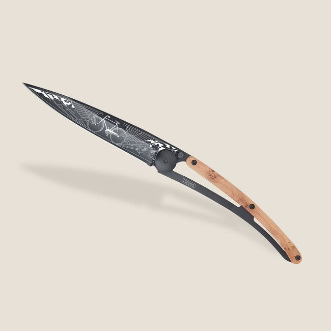 Deejo Bicycle Αναδιπλούμενο Μαχαίρι Black tattoo juniper wood