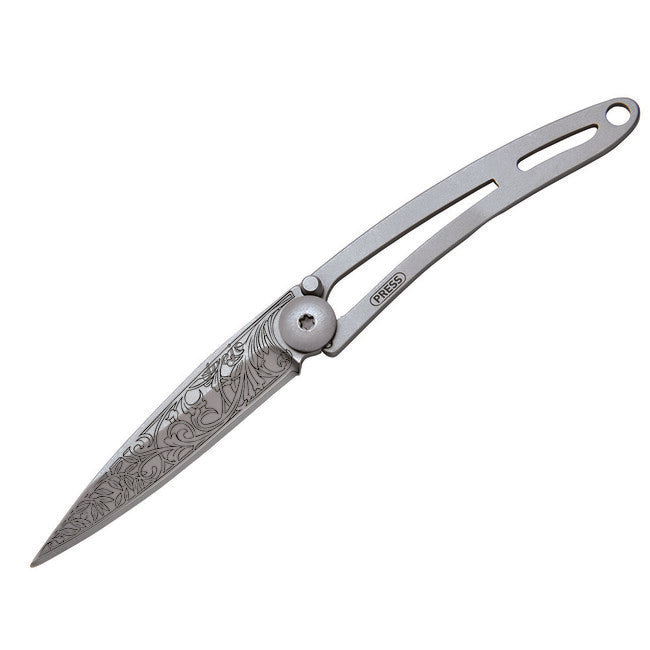 Deejo Folding Knife Naked Tattoo Art Nouveau