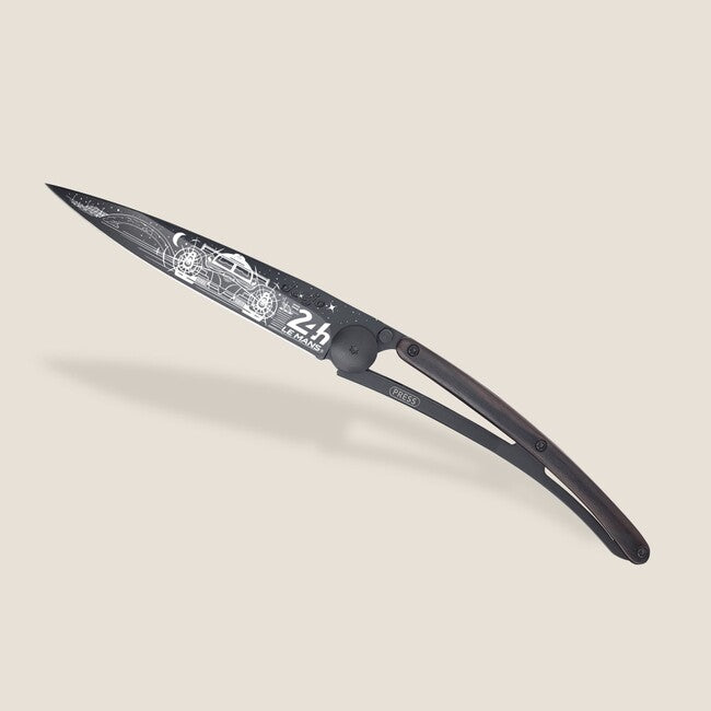 Deejo Tattoo preklopni nož 24h Le Mans ebony wood črn, Night