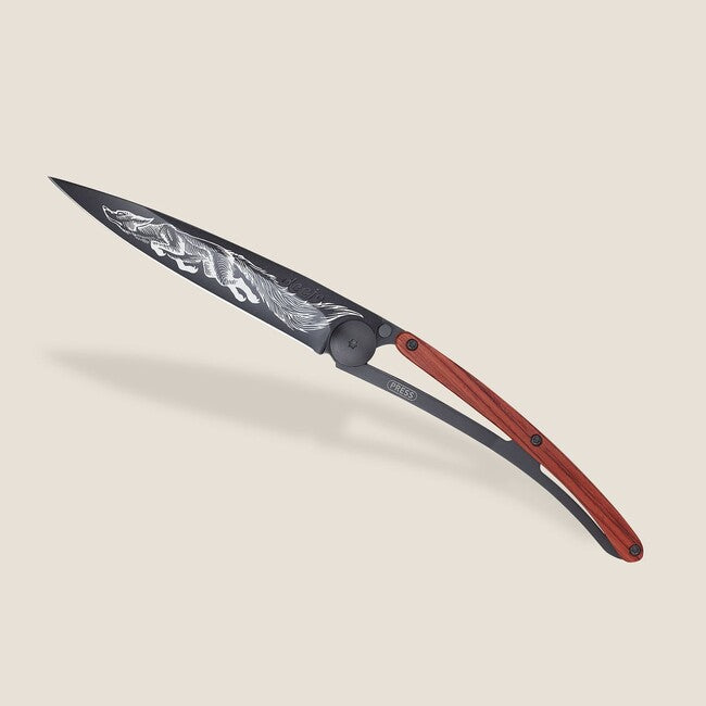Deejo Tattoo preklopni nož Black coralwood, Fox