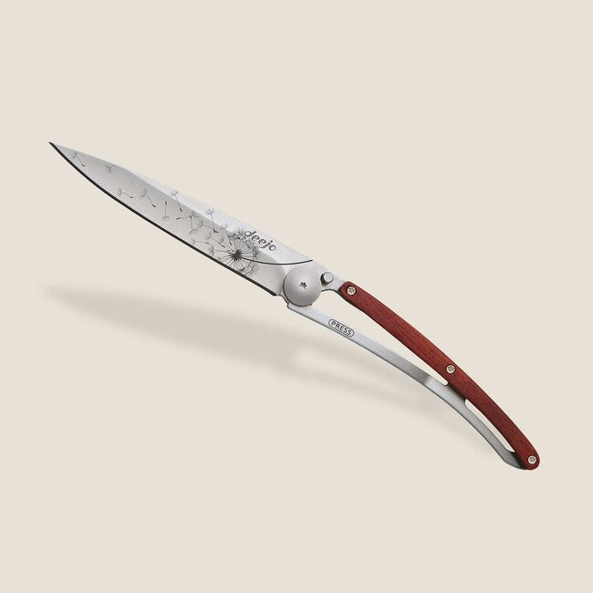 Deejo Tattoo Folding Knife Coralwood Make a Wish
