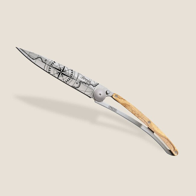Deejo Tattoo preklopni nož olive wood, Terra incognita