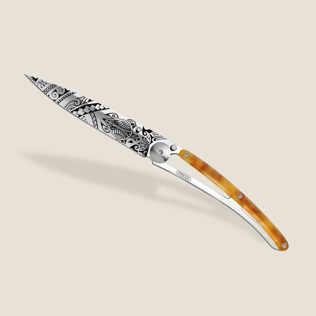 Deejo Tattoo Turtle Polynesian Folding Knife