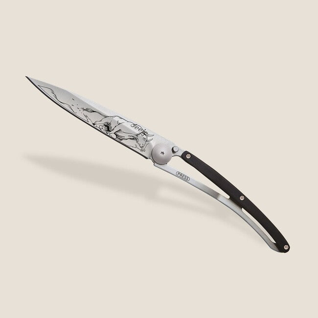 Deejo Tattoo Wood Bull Folding Knife