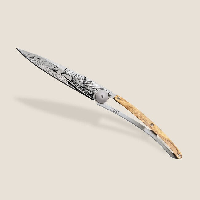 Deejo Tattoo Sailing Folding Knife, Wood