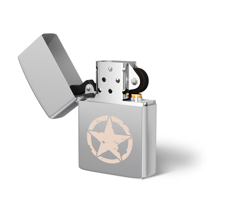 DRAGOWA Lighter with Engraving Star, Silver