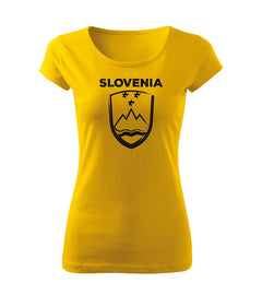 DRAGOWA ženska majica slovenski znak z napisom, rumena