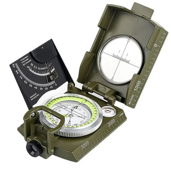 DRAGOWA Tactical Wally Folding Waterproof Metal Compass with Case, Green