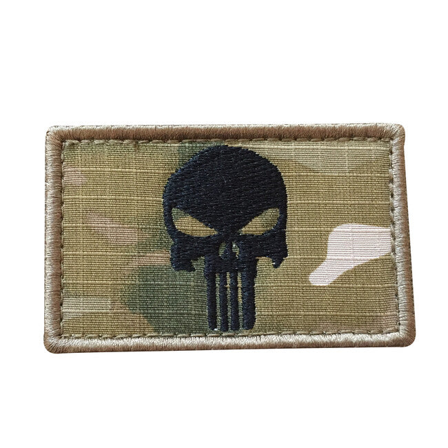 WARAGOD Embroidery Rectangle Punisher Flag Patch Multicam