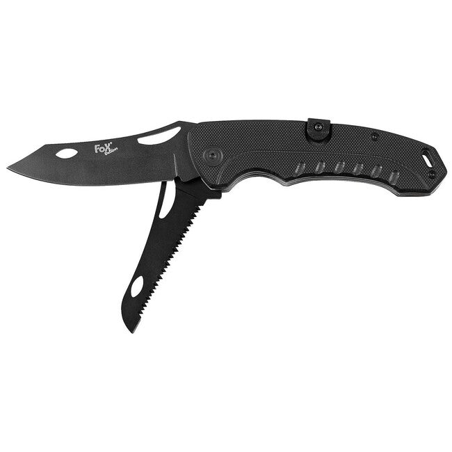 Fox Outdoor Jack Single-Hand Knife, 2 in 1, Black, G10 Handle