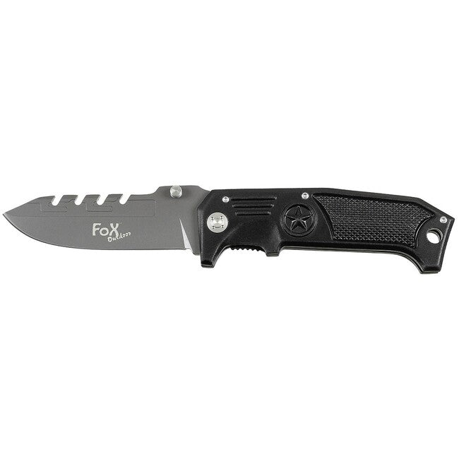 Fox Outdoor Jack Knife, Single-Hand, Metal Handle, Black