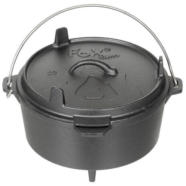 Fox Outdoor Holandska lonček za ogenj iz litega železa, približno 3,8 l