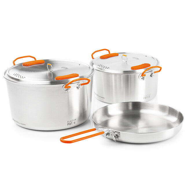 GSI Outdoors komplet lončkov in paneev iz nerjavečega jekla 3 + 5 l