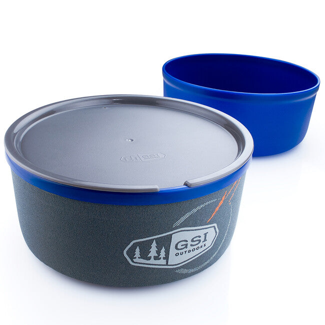 GSI Outdoors 591 ml komplet skledice in lončka izoliranega z neoprenom, modra