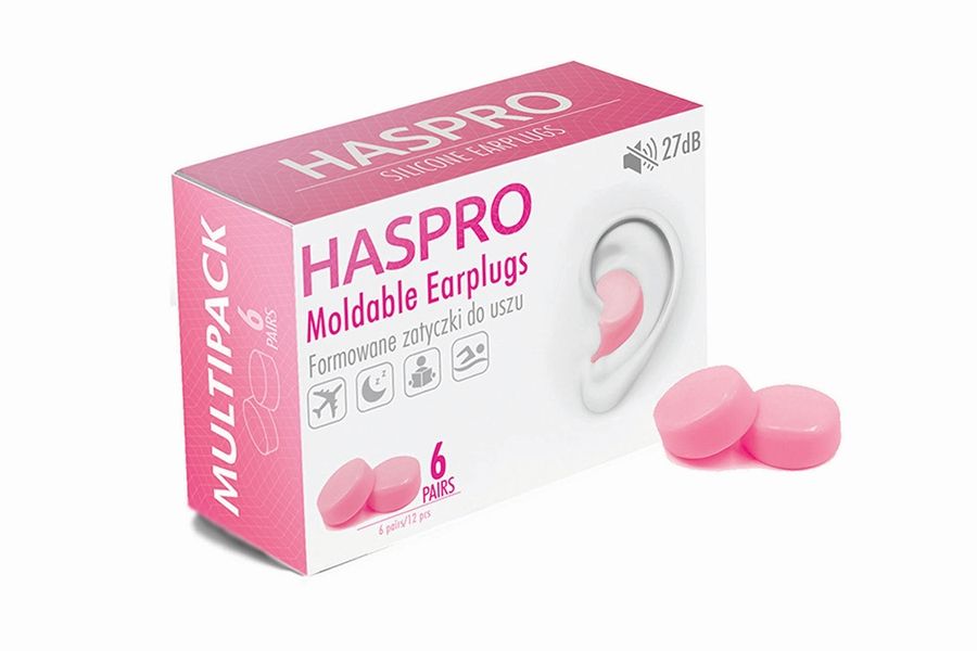 HASPRO 6P silikonski čepki za ušes, rožnati
