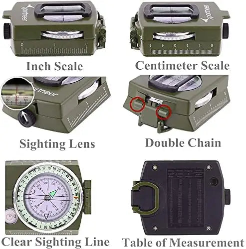 DRAGOWA Tactical Drift kovinska vodoodporna kompas, zelena