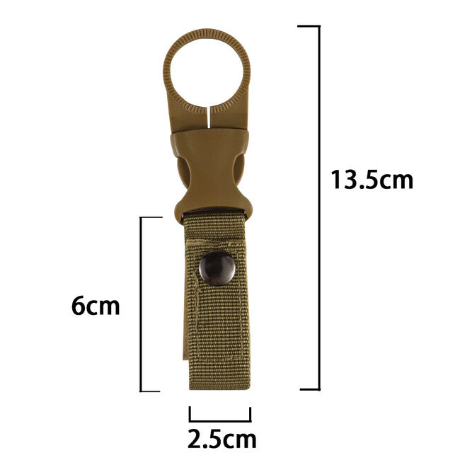 DRAGOWA Tactical Oasis Nylon Bottle Holder with Carabiner, Khaki