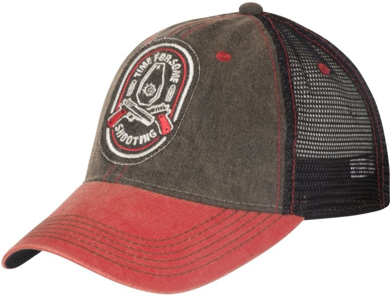 Helikon-Tex Shooting Time Trucker kapa Dirty Washed Cotton, Dirty Washed črna / rdeča
