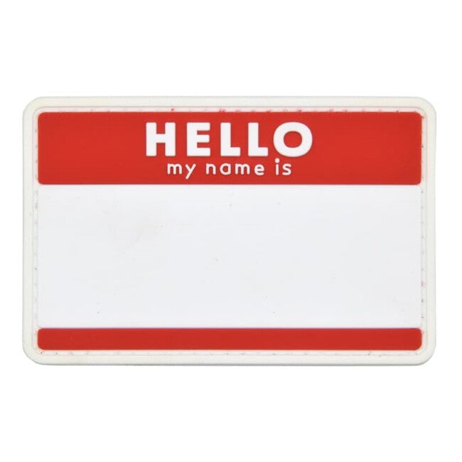 WARAGOD Hello My Name is našitek PVC, rdeč