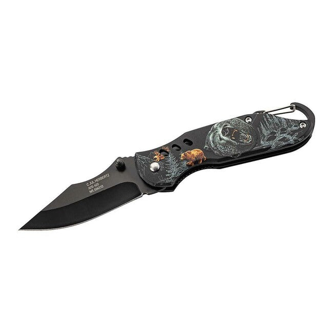 Herbertz žepni nož enoročni 7cm, aluminijast, 3D potisk medved