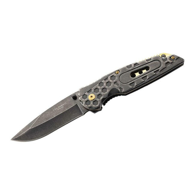 Herbertz žepni nož enoročni 8,6cm, nerjavečega jekla, medenina, Stonewash