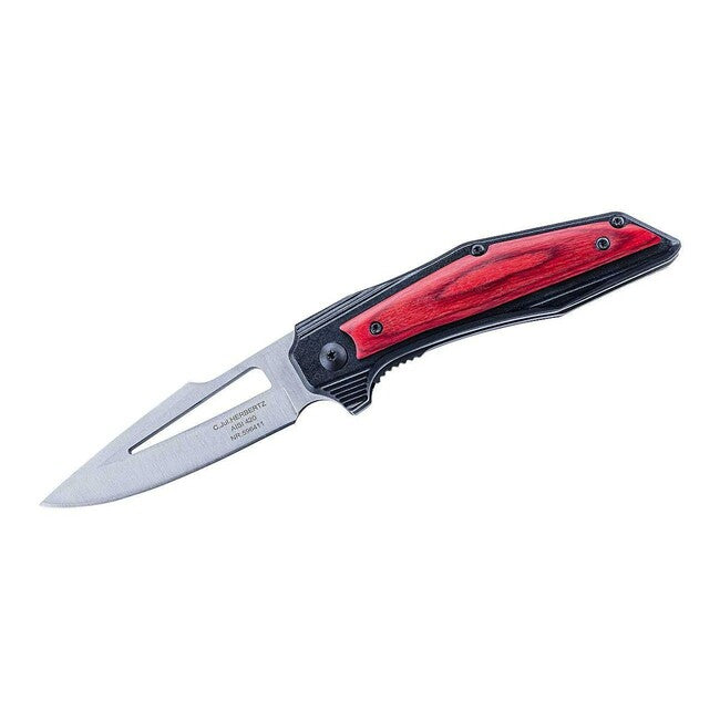 Herbertz enoročni žepni nož, Pakka les, aluminij, rdeče-črn, 8cm
